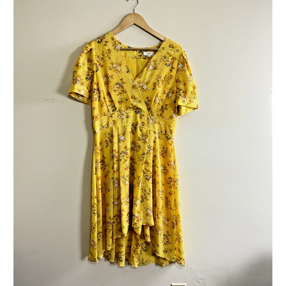 A Loves A Dress Womens Size‎ Large Floral Puff Sleeve Boho Yellow Flowy Boho